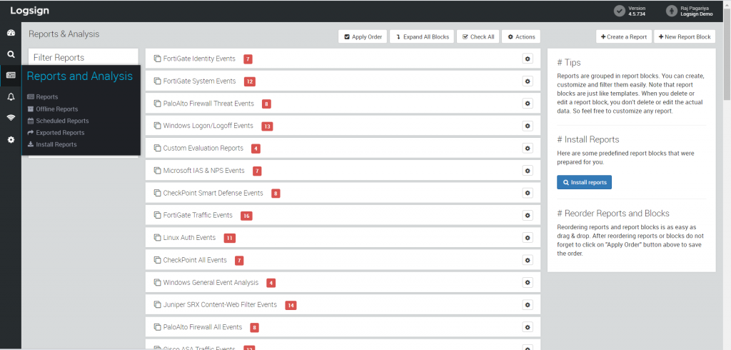 customize a report on Logsign SIEM