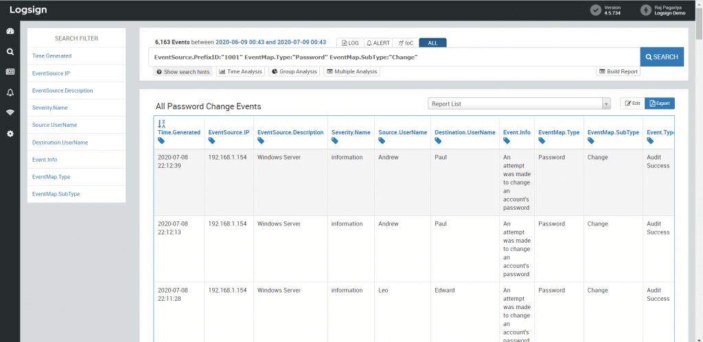 types of reports on Logsign SIEM