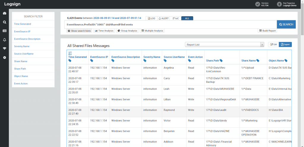 SIEM report types