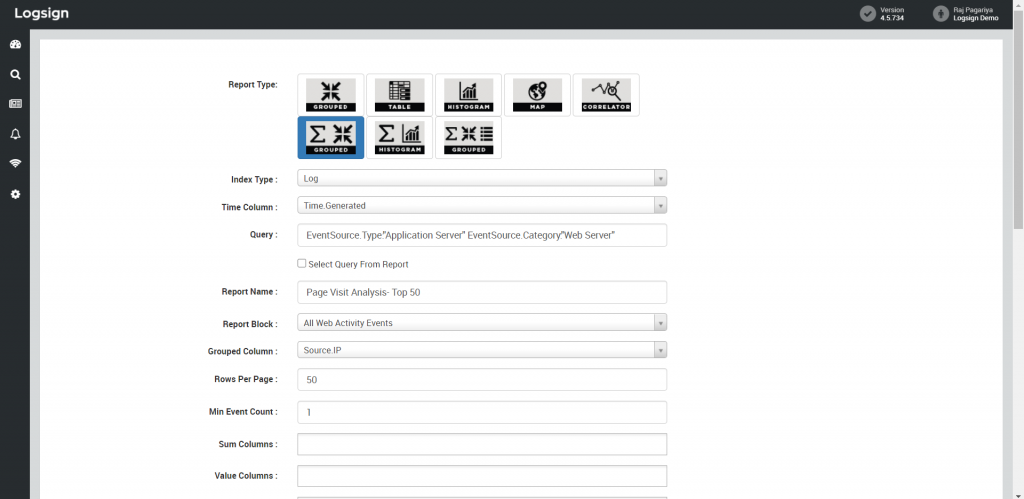 customize a report on Logsign SIEM